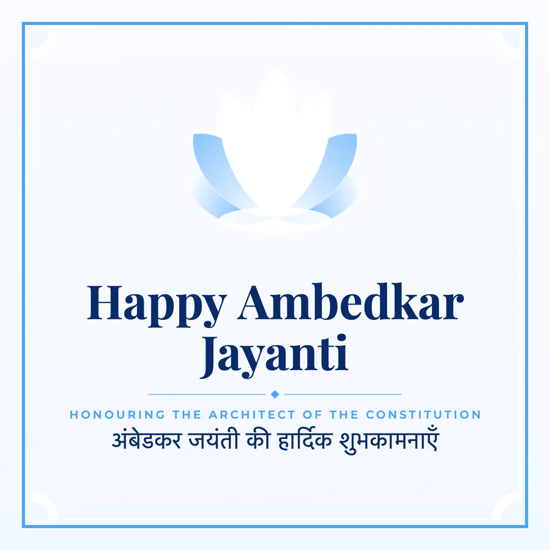Happy Ambedkar Jayanti greeting image in classic frame style with the wish “Honouring the architect of the Constitution” and the greeting in Hindi