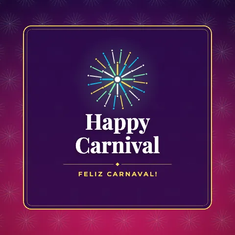 Happy Carnival greeting image in pattern panel style with the wish “Feliz Carnaval!”