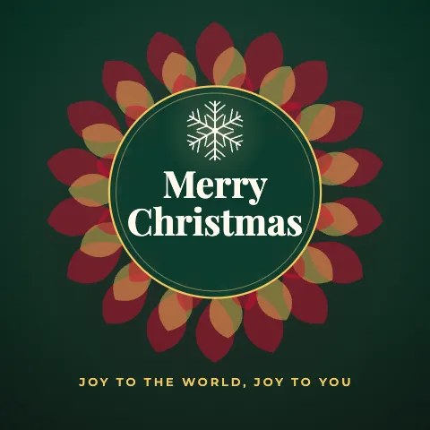 Merry Christmas greeting image in mandala circle style with the wish “Joy to the world, joy to you”