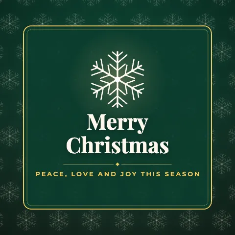 Merry Christmas greeting image in pattern panel style with the wish “Peace, love and joy this season”