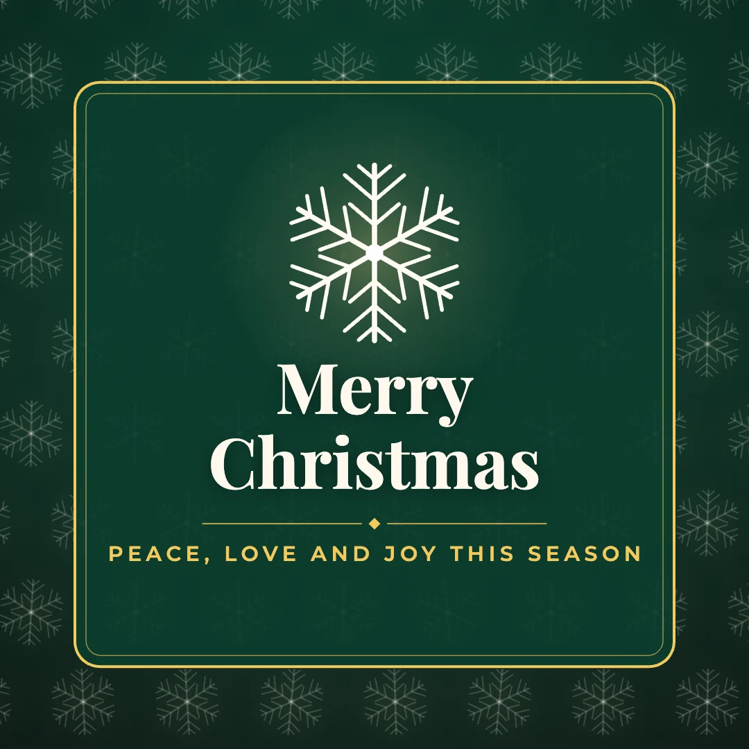 Merry Christmas greeting image in pattern panel style with the wish “Peace, love and joy this season”