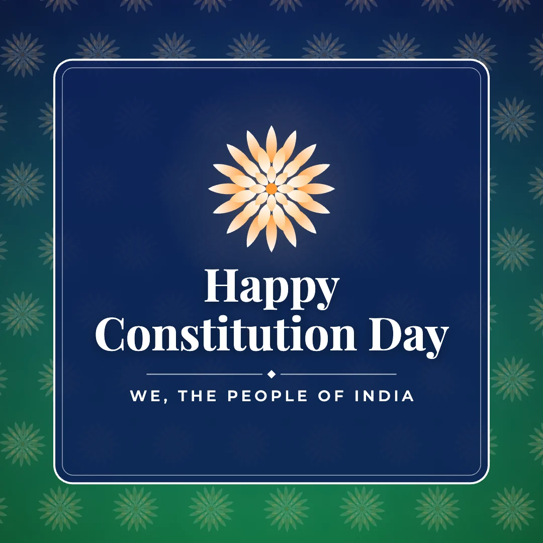 Happy Constitution Day greeting image in pattern panel style with the wish “We, the people of India”
