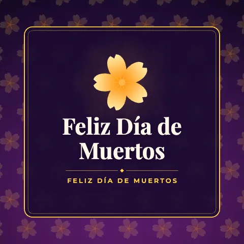 Feliz Día de Muertos greeting image in pattern panel style with the wish “Feliz Día de Muertos”