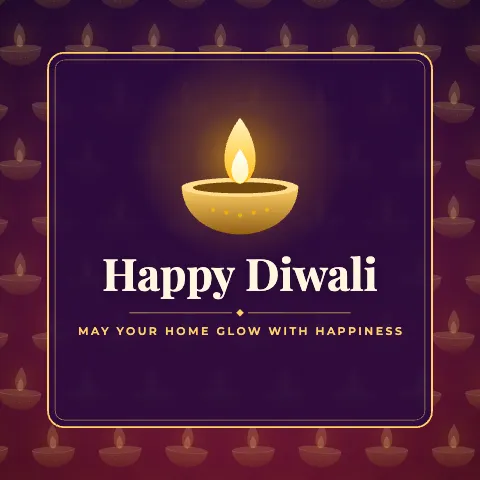 Happy Diwali greeting image in pattern panel style with the wish “May your home glow with happiness”