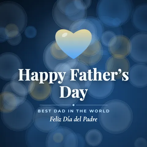 Happy Father’s Day greeting image in bokeh lights style with the wish “Best dad in the world” and the greeting in Spanish
