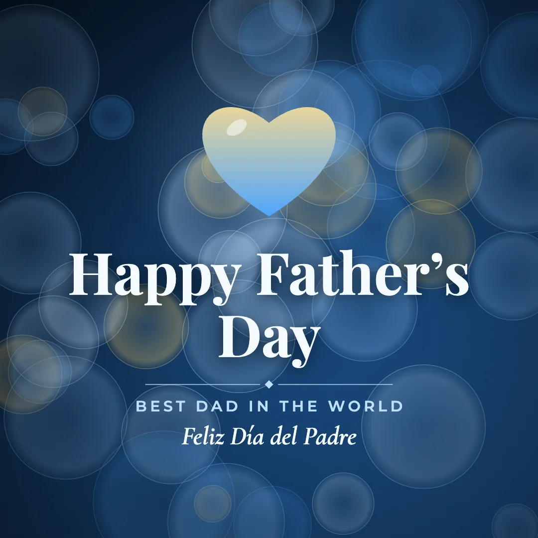 Happy Father’s Day greeting image in bokeh lights style with the wish “Best dad in the world” and the greeting in Spanish
