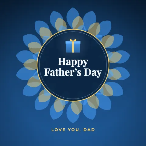 Happy Father’s Day greeting image in mandala circle style with the wish “Love you, Dad”