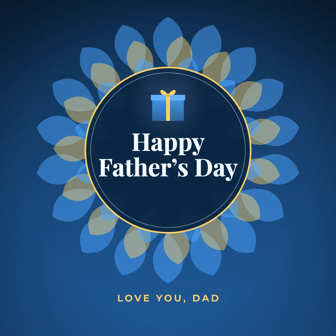 Happy Father’s Day greeting image in mandala circle style with the wish “Love you, Dad”