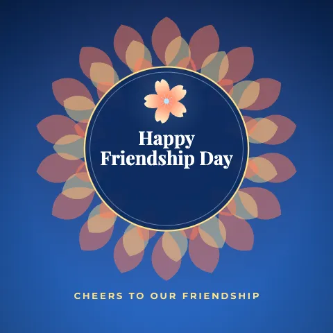 Happy Friendship Day greeting image in mandala circle style with the wish “Cheers to our friendship”