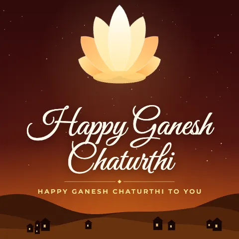 Happy Ganesh Chaturthi greeting image in night skyline style with the wish “Happy Ganesh Chaturthi to you”