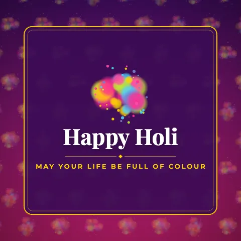 Happy Holi greeting image in pattern panel style with the wish “May your life be full of colour”
