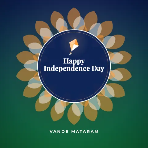 Happy Independence Day greeting image in mandala circle style with the wish “Vande Mataram”