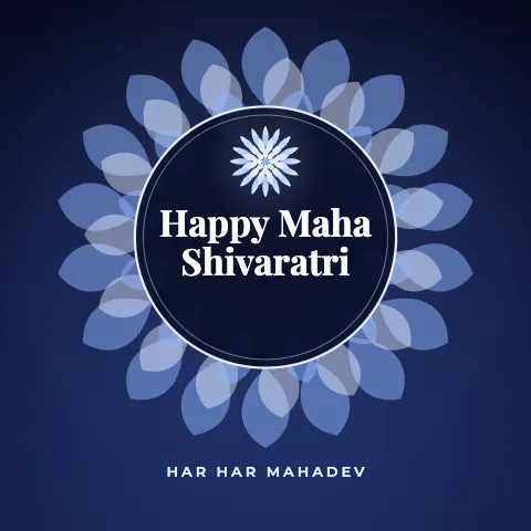 Happy Maha Shivaratri greeting image in mandala circle style with the wish “Har Har Mahadev”