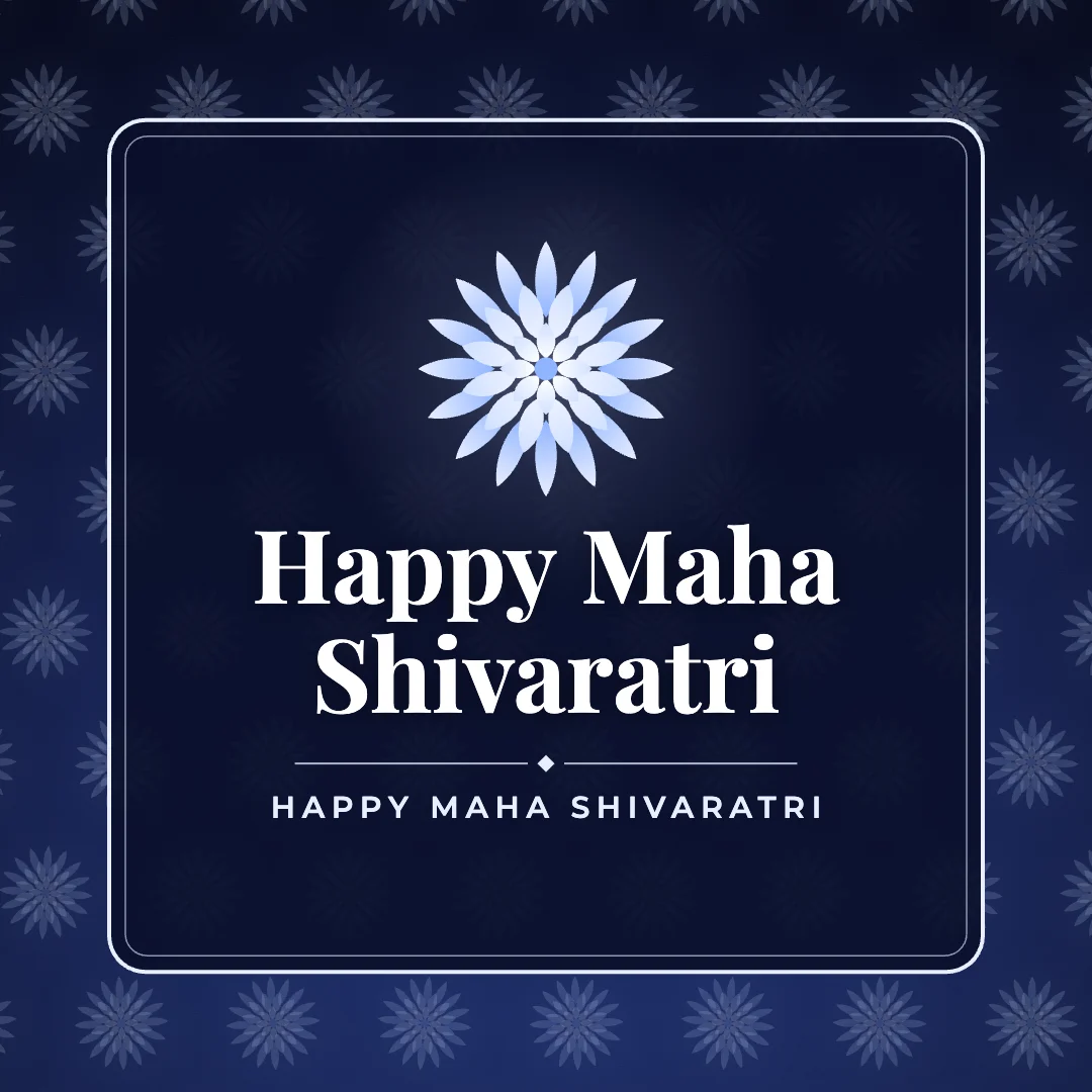 Happy Maha Shivaratri greeting image in pattern panel style with the wish “Happy Maha Shivaratri”