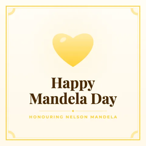 Happy Mandela Day greeting image in classic frame style with the wish “Honouring Nelson Mandela”