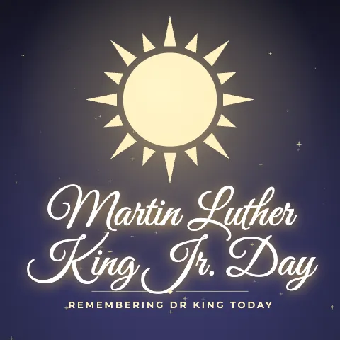 Martin Luther King Jr. Day greeting image in golden glow style with the wish “Remembering Dr King today”