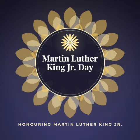 Martin Luther King Jr. Day greeting image in mandala circle style with the wish “Honouring Martin Luther King Jr.”