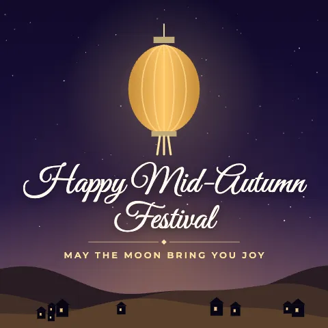 Happy Mid-Autumn Festival greeting image in night skyline style with the wish “May the moon bring you joy”