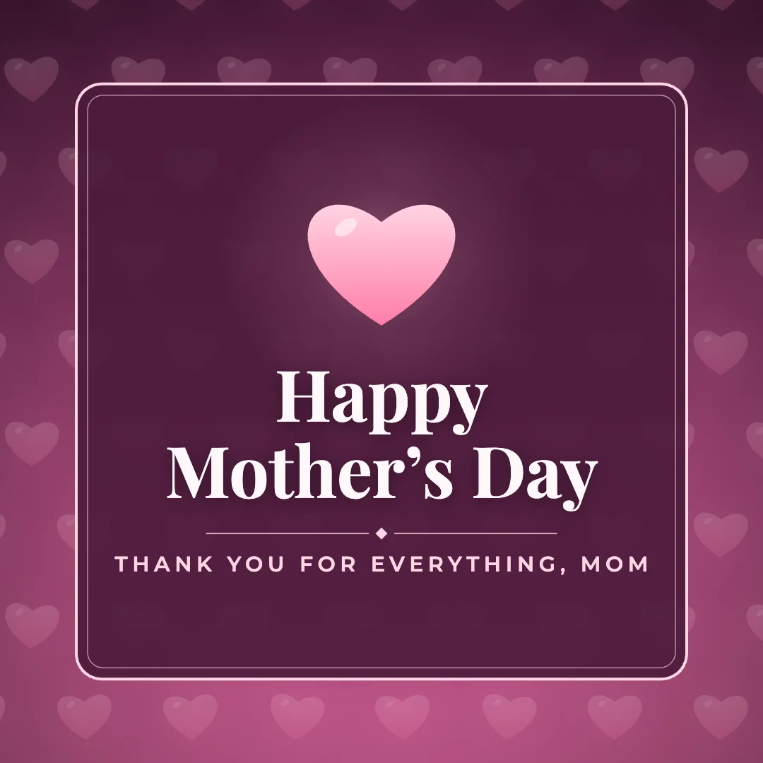 Happy Mother’s Day greeting image in pattern panel style with the wish “Thank you for everything, Mom”