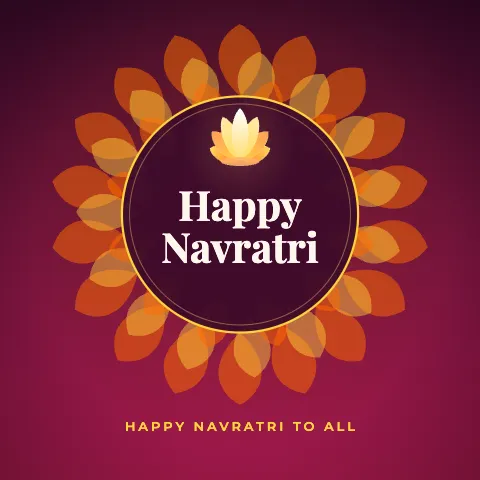 Happy Navratri greeting image in mandala circle style with the wish “Happy Navratri to all”