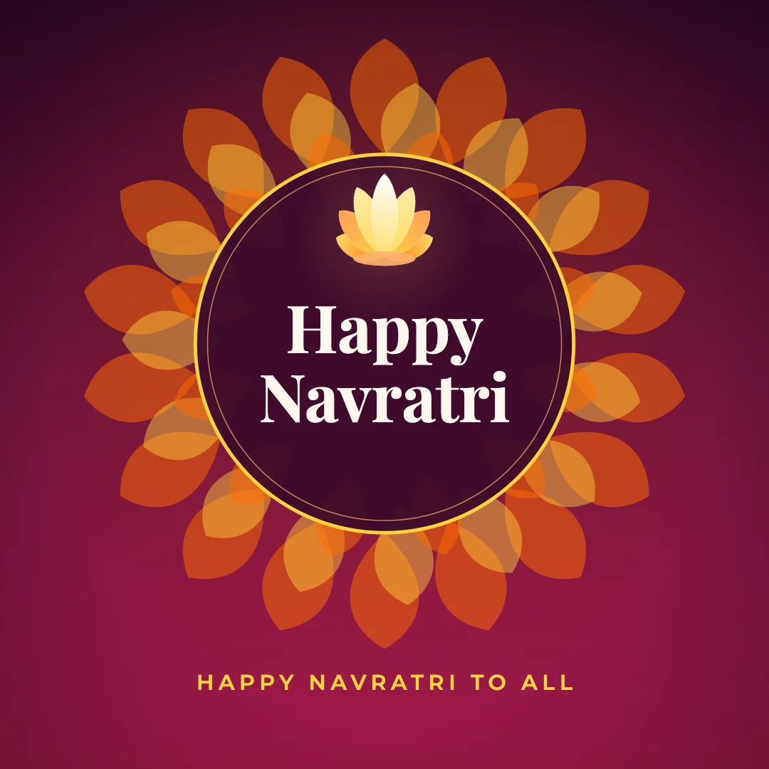 Happy Navratri greeting image in mandala circle style with the wish “Happy Navratri to all”