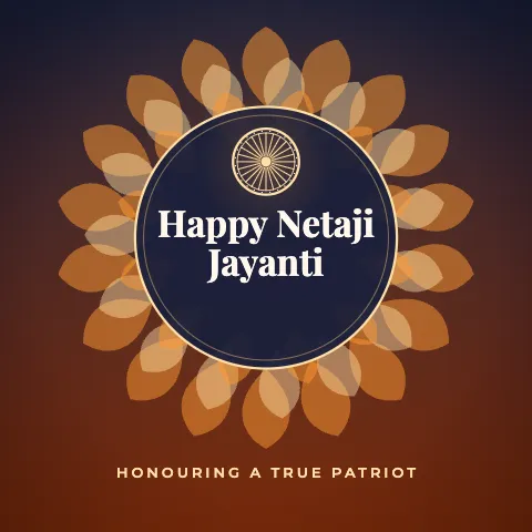 Happy Netaji Jayanti greeting image in mandala circle style with the wish “Honouring a true patriot”