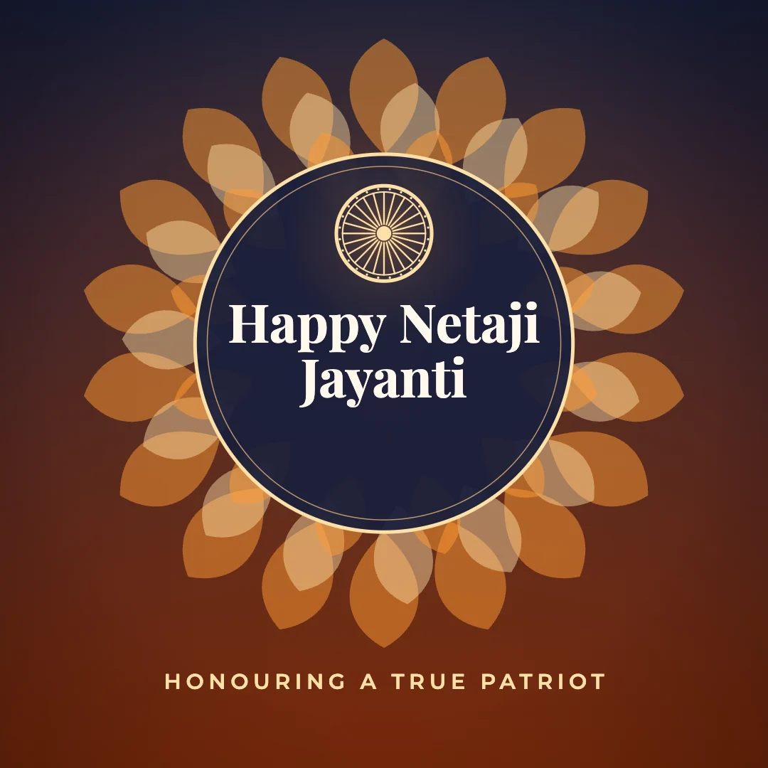 Happy Netaji Jayanti greeting image in mandala circle style with the wish “Honouring a true patriot”