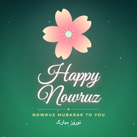 Happy Nowruz greeting image in golden glow style with the wish “Nowruz Mubarak to you” and the greeting in Persian