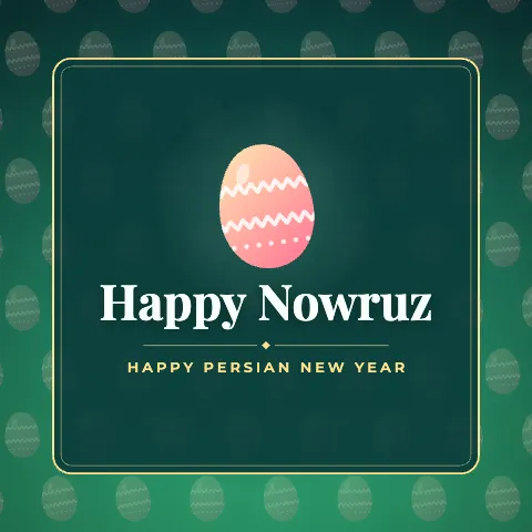 Happy Nowruz greeting image in pattern panel style with the wish “Happy Persian New Year”