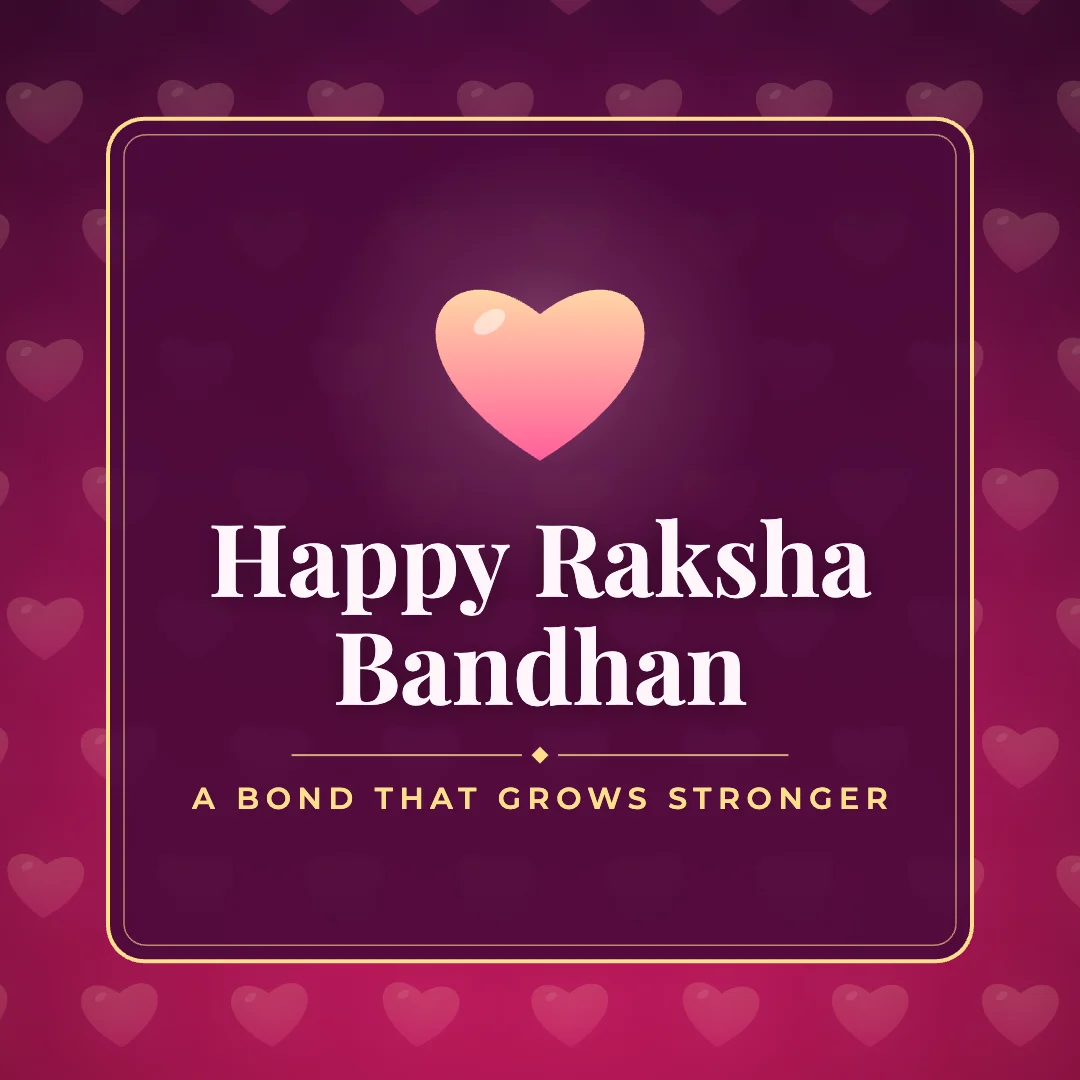Happy Raksha Bandhan greeting image in pattern panel style with the wish “A bond that grows stronger”