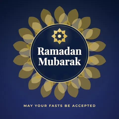 Ramadan Mubarak greeting image in mandala circle style with the wish “May your fasts be accepted”