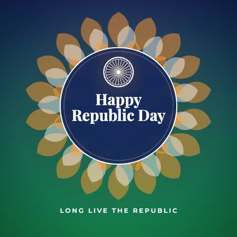 Happy Republic Day greeting image in mandala circle style with the wish “Long live the Republic”