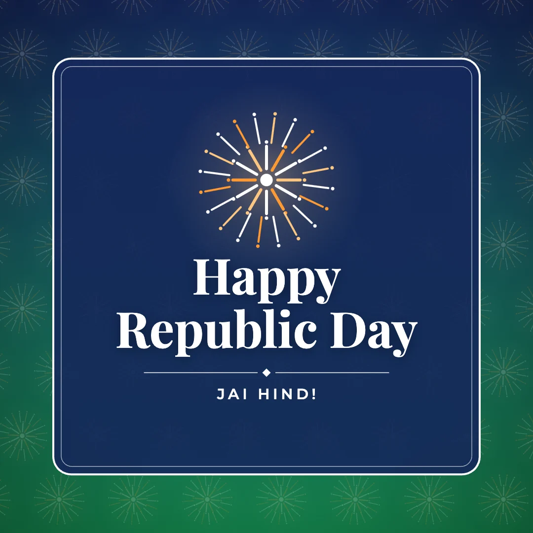 Happy Republic Day greeting image in pattern panel style with the wish “Jai Hind!”