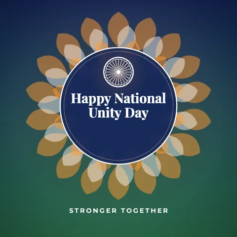 Happy National Unity Day greeting image in mandala circle style with the wish “Stronger together”