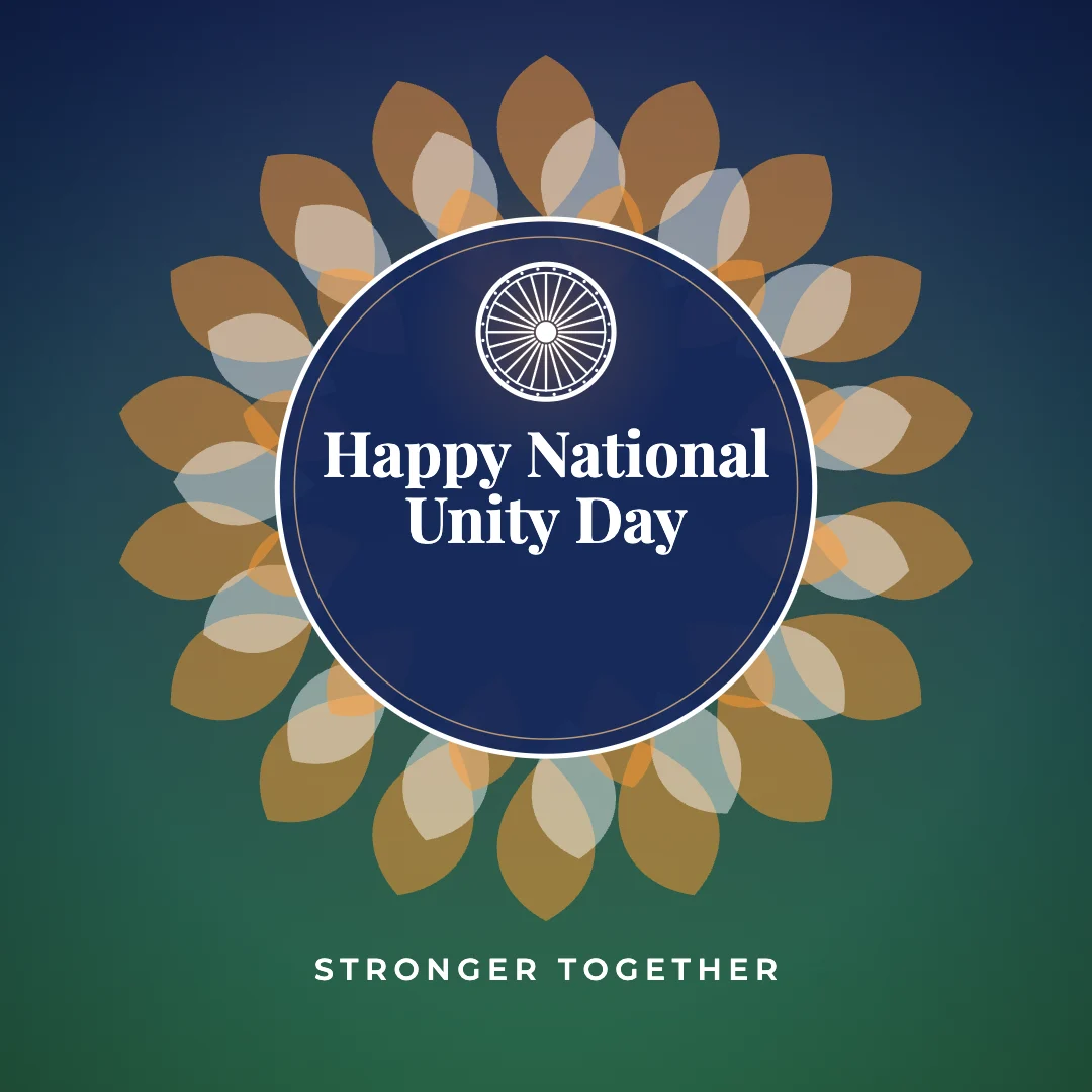 Happy National Unity Day greeting image in mandala circle style with the wish “Stronger together”