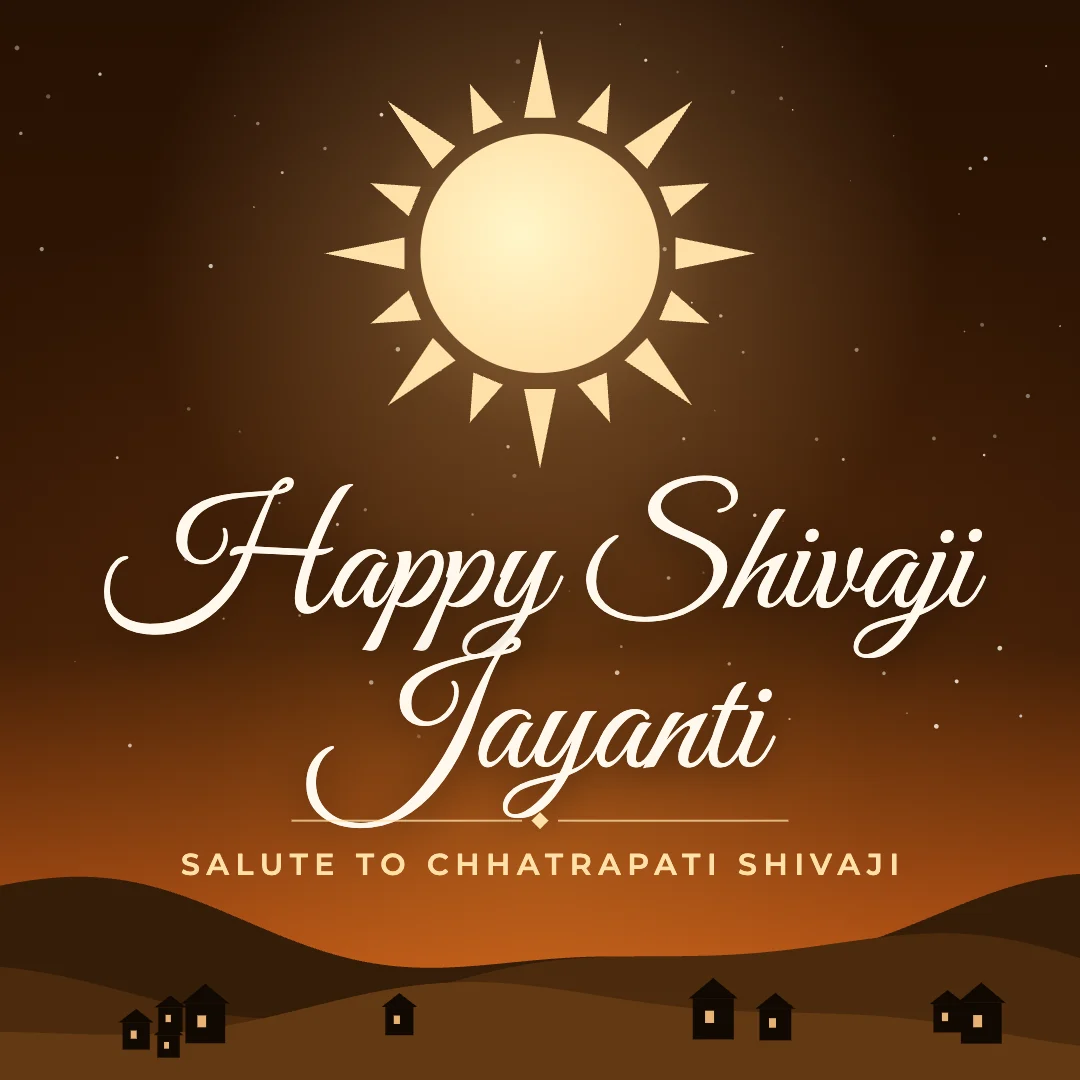 Happy Shivaji Jayanti greeting image in night skyline style with the wish “Salute to Chhatrapati Shivaji”