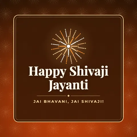 Happy Shivaji Jayanti greeting image in pattern panel style with the wish “Jai Bhavani, Jai Shivaji!”