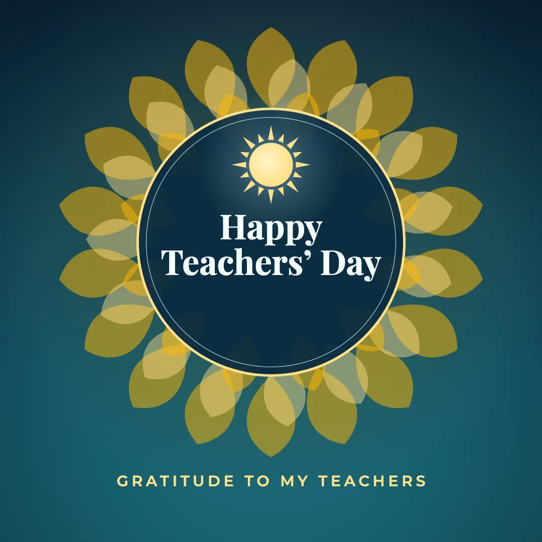 Happy Teachers’ Day greeting image in mandala circle style with the wish “Gratitude to my teachers”