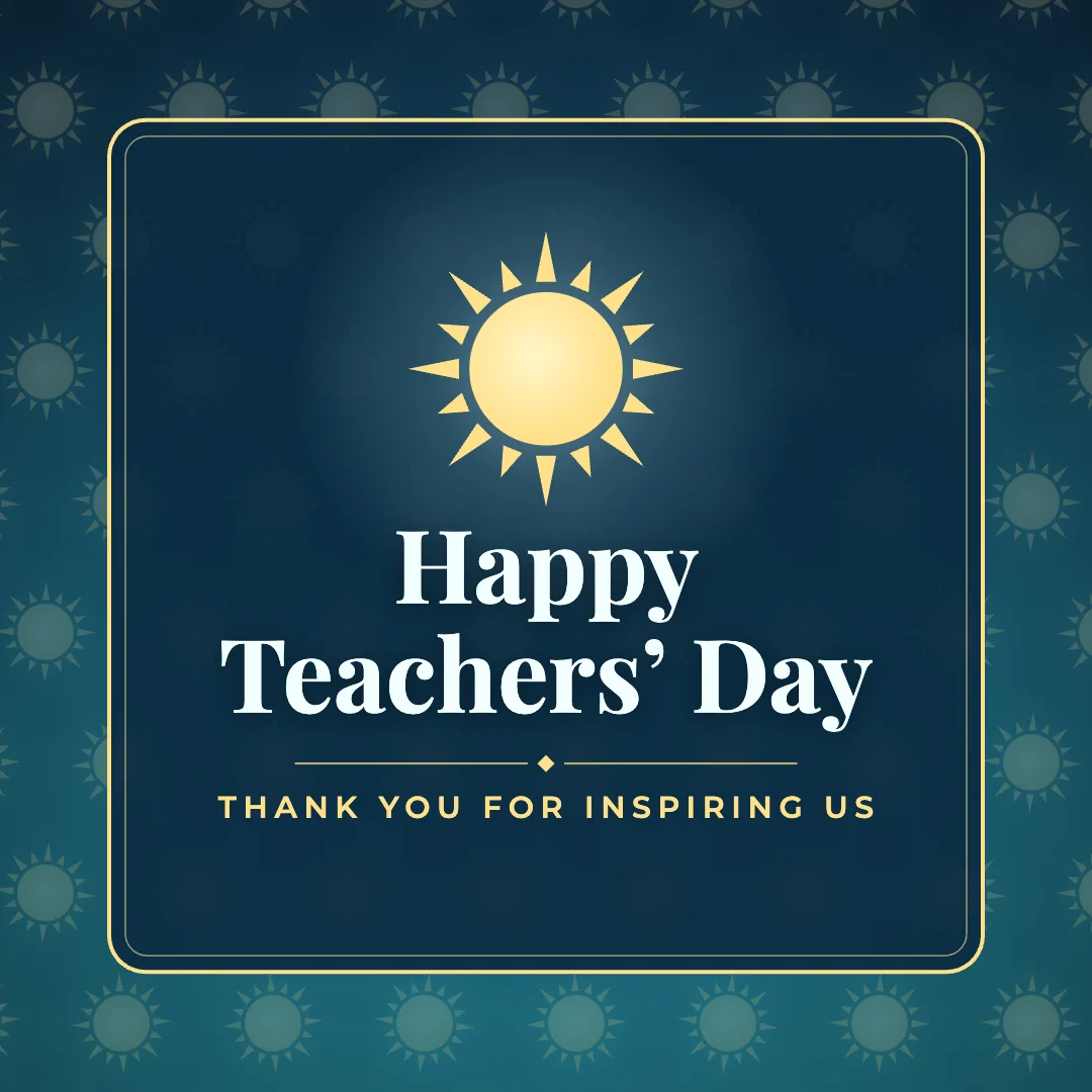 Happy Teachers’ Day greeting image in pattern panel style with the wish “Thank you for inspiring us”