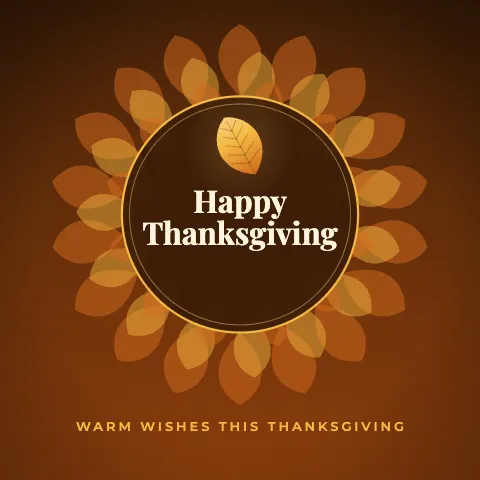 Happy Thanksgiving greeting image in mandala circle style with the wish “Warm wishes this Thanksgiving”