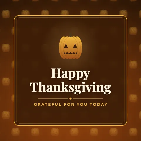 Happy Thanksgiving greeting image in pattern panel style with the wish “Grateful for you today”