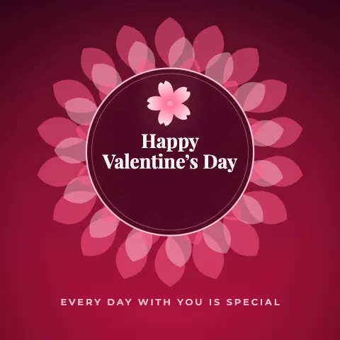 Happy Valentine’s Day greeting image in mandala circle style with the wish “Every day with you is special”