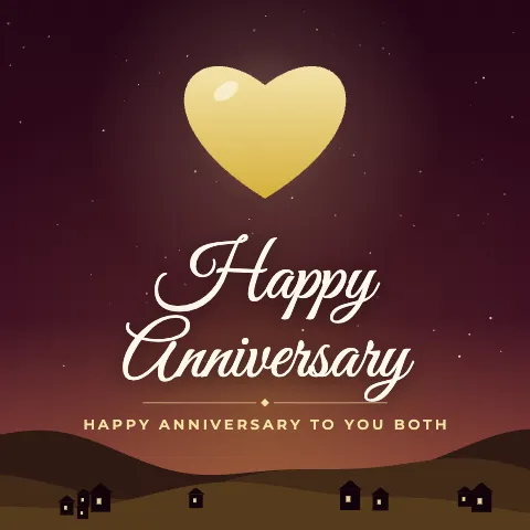 Happy Anniversary greeting image in night skyline style with the wish “Happy Anniversary to you both”