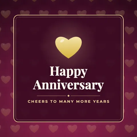 Happy Anniversary greeting image in pattern panel style with the wish “Cheers to many more years”