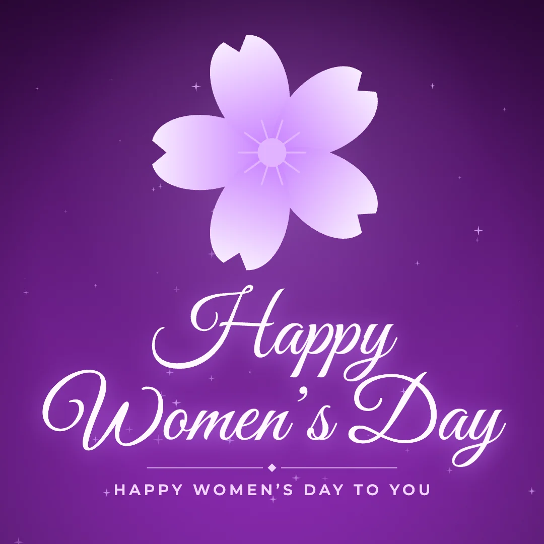 Happy Women’s Day greeting image in golden glow style with the wish “Happy Women’s Day to you”
