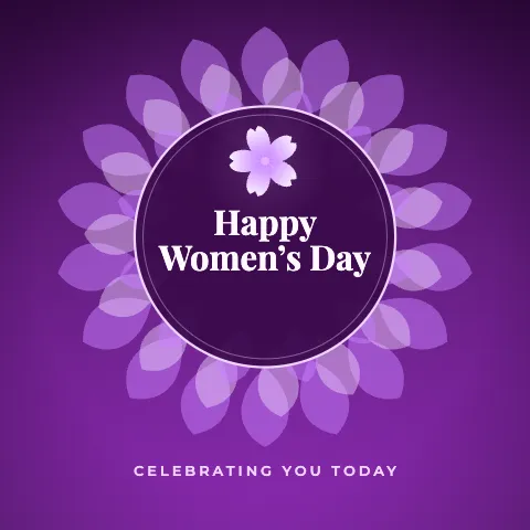 Happy Women’s Day greeting image in mandala circle style with the wish “Celebrating you today”
